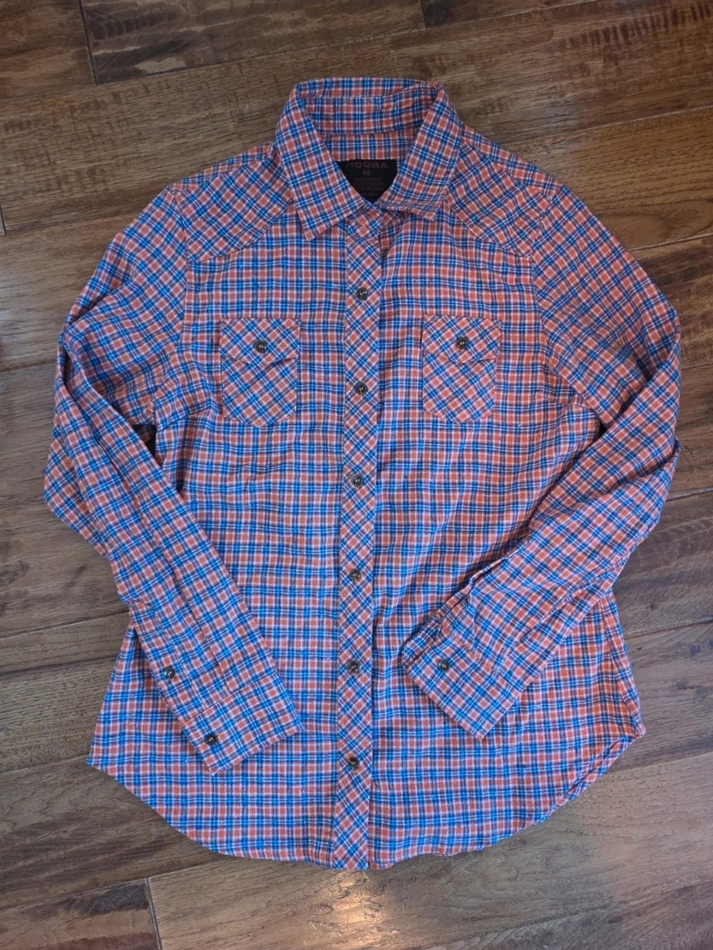 Classic Orange & Blue Plaid Women's Button-Up Shirt
